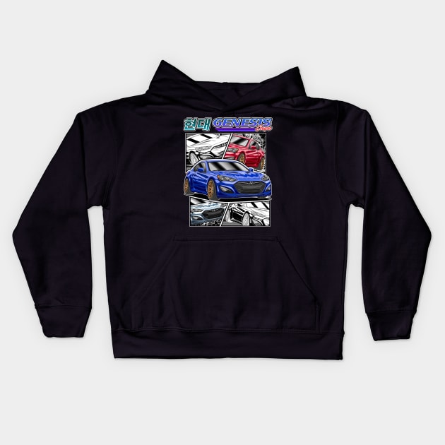 KDM Hyundai Genesis Coupe Kids Hoodie by Guyvit